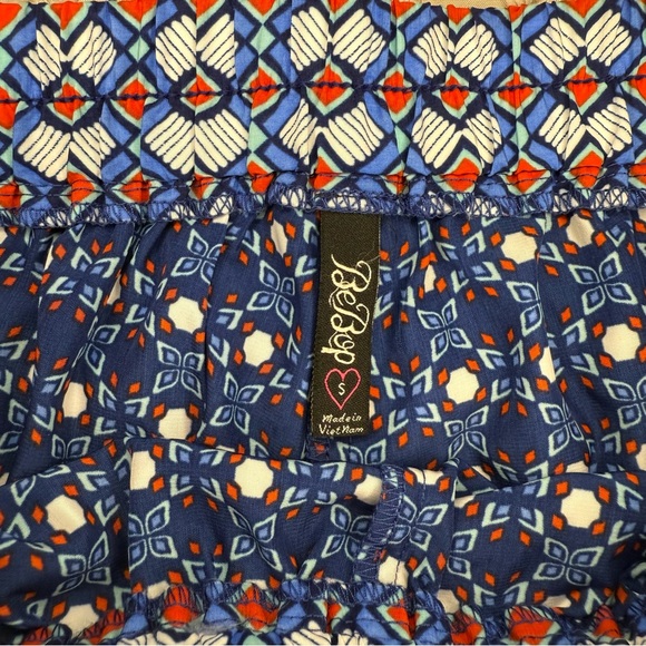 🍁 BeBop Red White Blue Patriotic Geometric Tie Waist Shorts | S - Picture 4 of 5